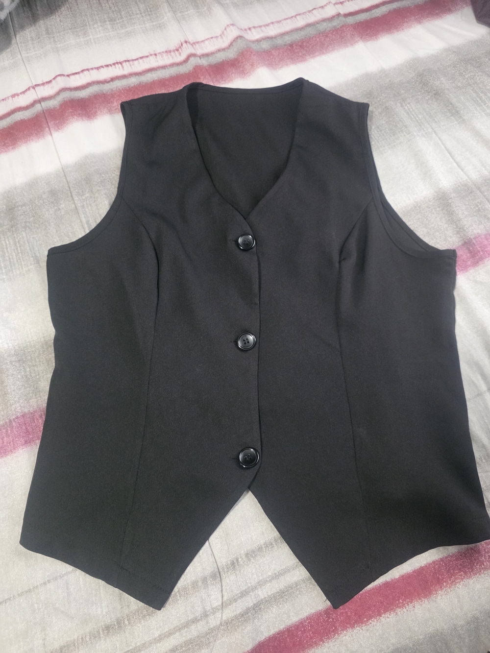 Classic Black Button Front Vest